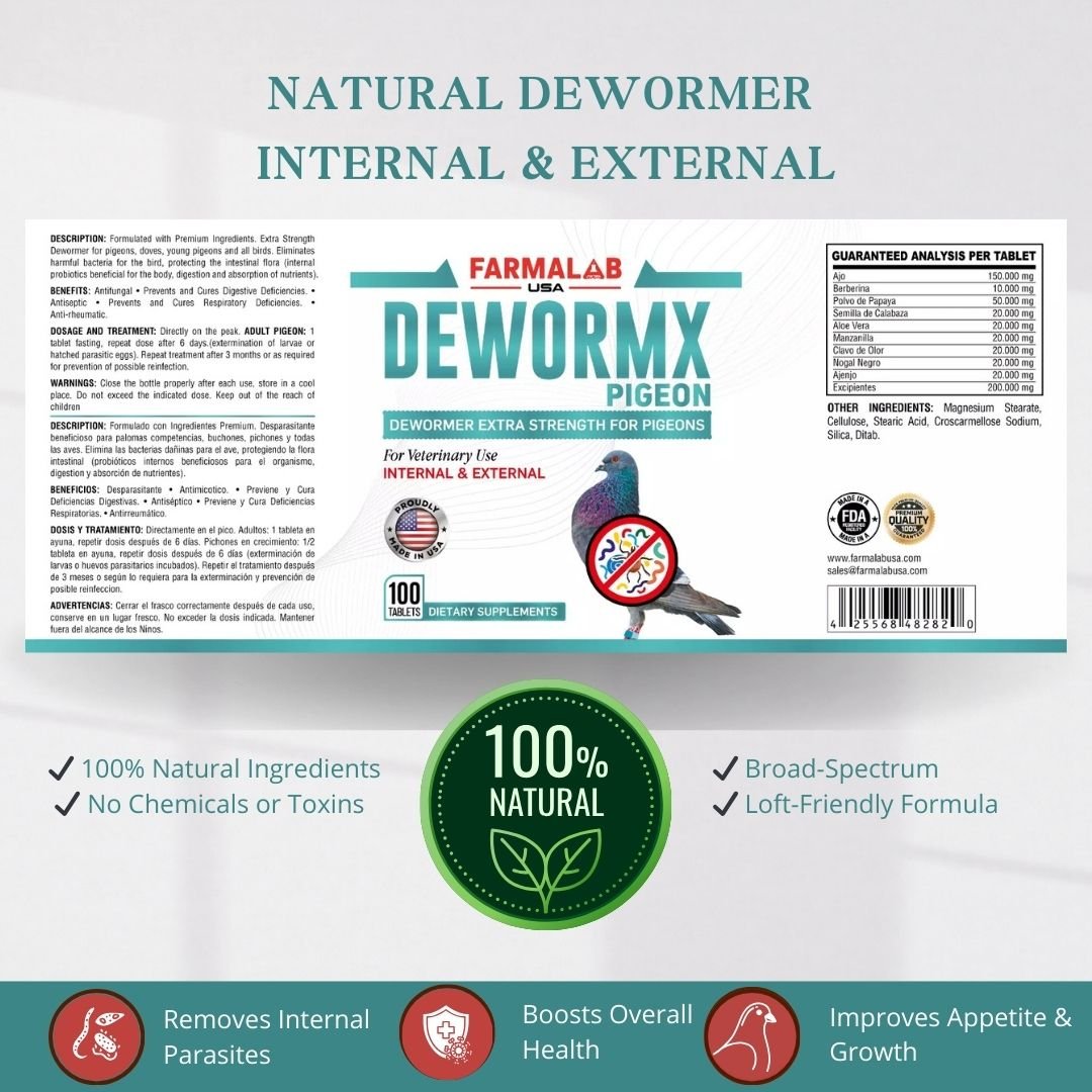 DEWORMX PIGEON 100 T | Internal & External Parasite Control | FARMALAB USA - Image 6