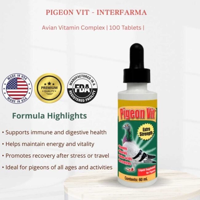 INTERFARMA PIGEON VIT – Complete Vitamin Complex for Pigeons | 100 Tablets | Daily Nutrition & Vitality - Image 4