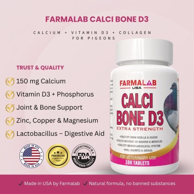 CALCI BONE D3 FOR PIGEON 100 T | Nutritional Supplement for Pigeon | FARMALAB US - Image 3