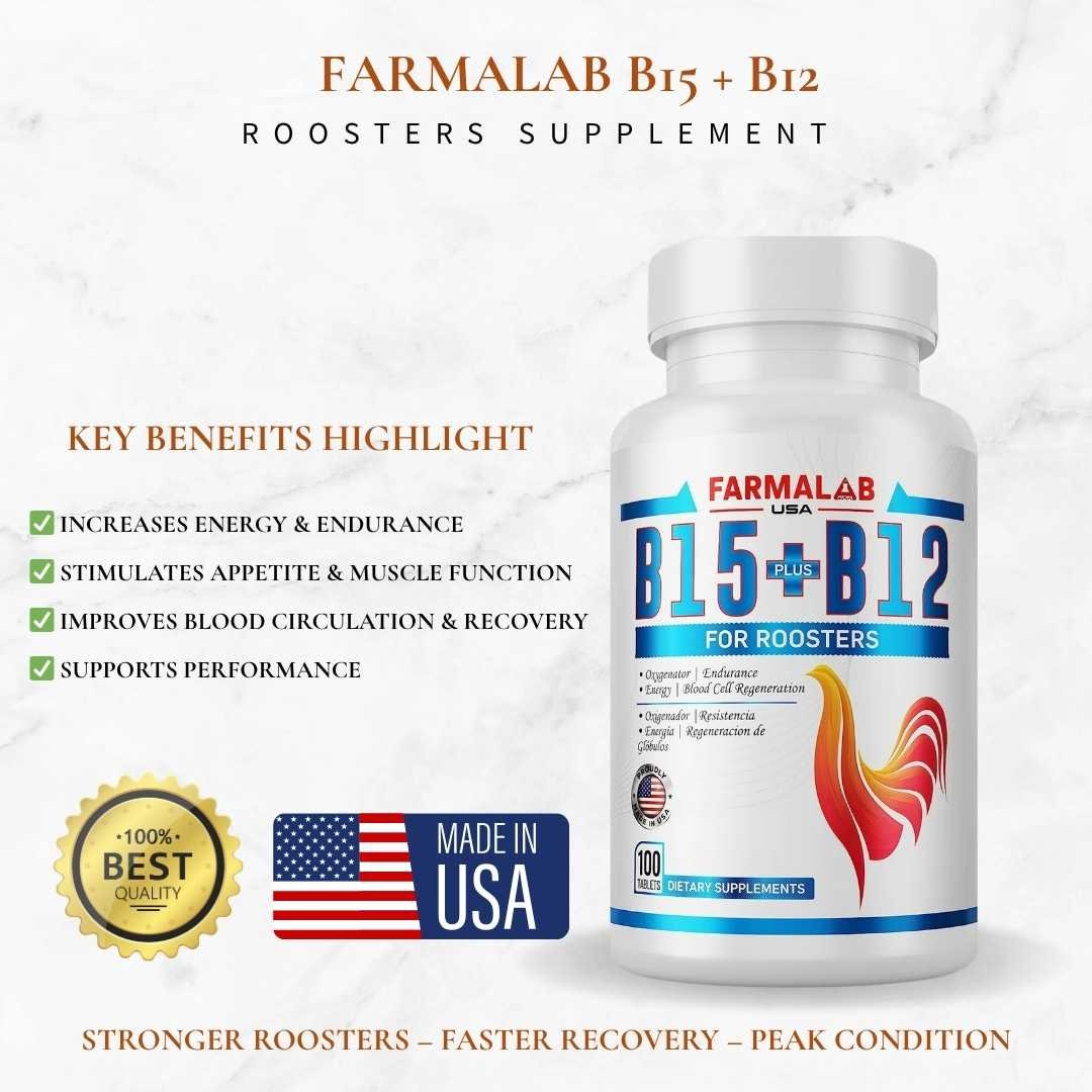 FARMALAB B12 B15 Vitamins for Roosters 100 Tablets for Energy, Muscle, Recovery - Image 2