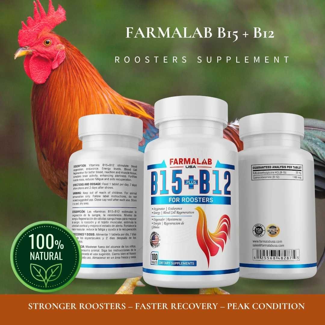 FARMALAB B12 B15 Vitamins for Roosters 100 Tablets for Energy, Muscle, Recovery - Image 3