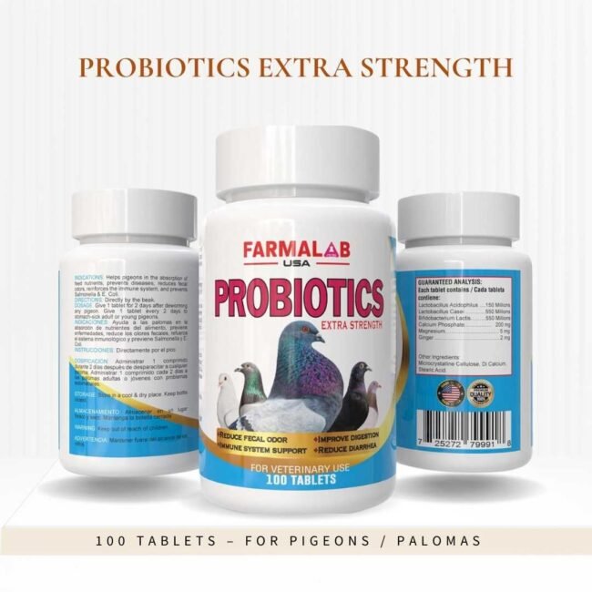 PROBIOTIC for Pigeons – 100 Tabs |FARMALAB  | Gut Health & Digestion | Probiótic - Image 2
